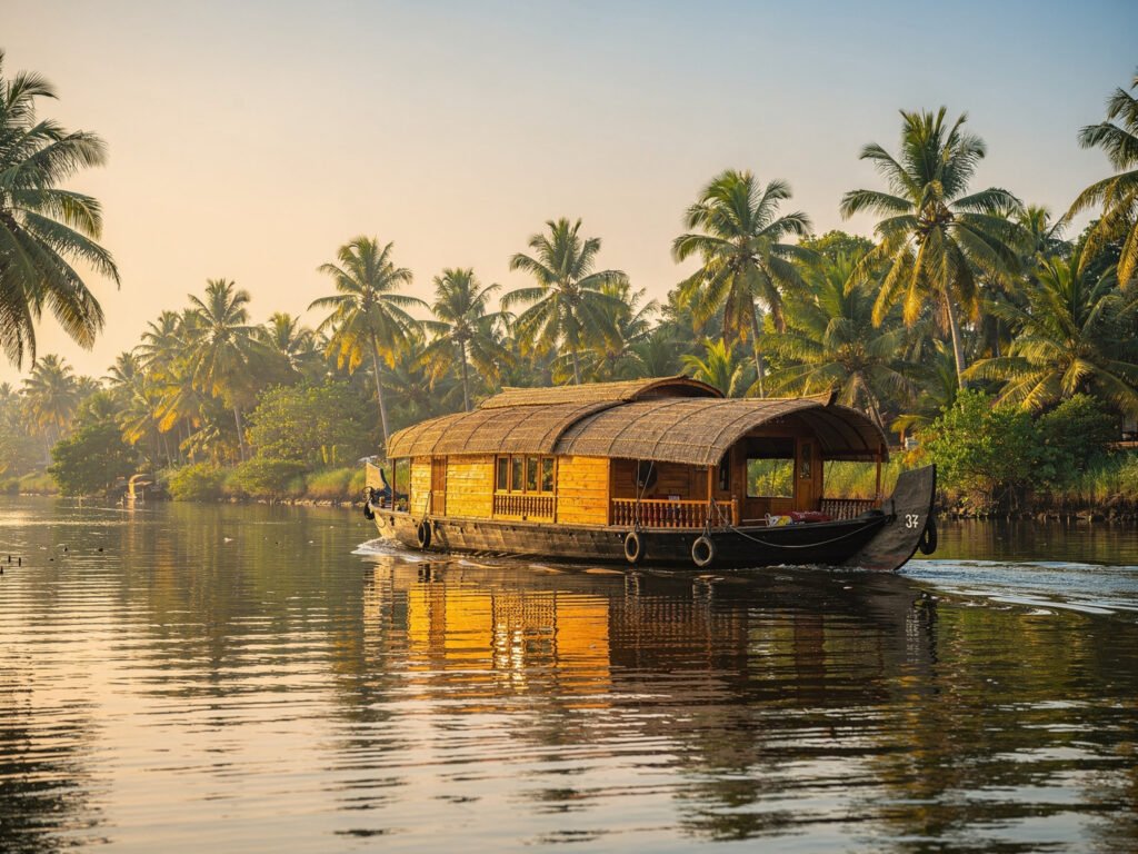 Houseboat on tropical backwaters (illustrative)
